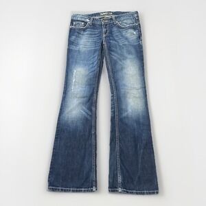 BKE Stella Jeans Womens 33x32 Blue Dark Wash Low Rise Slim Boot Cut Flare Leg